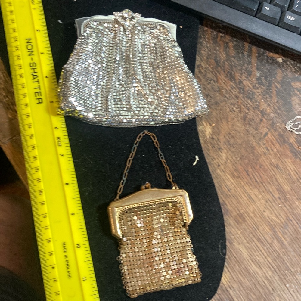 2 vintage whiting and Davis mesh metal bags